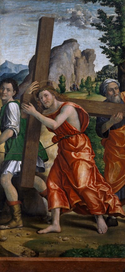 Vejen til Golgata, detaljer fra Polyptych of Passion af Paolo Cavazzola (1486-1522) af Paolo Morando Cavazzola