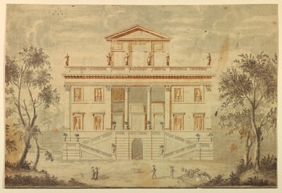 Tegning, forhøjning af en villa, 1750-70 af Paolo Posi
