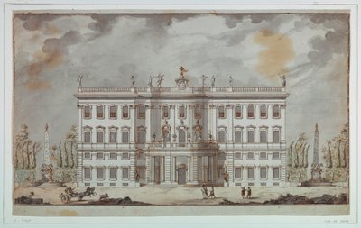Tegning, Projekt til forhøjning af en villa, slutningen af det 18. århundrede af Paolo Posi