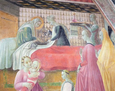Jomfruens fødsel, fra Assumptionskapellet, 1440 af Paolo Uccello