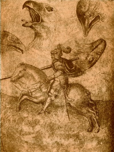 Ridder med lanse og fuglestudier af Paolo Uccello