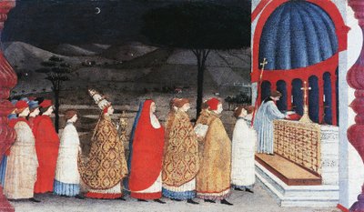 Predella af den profanerede værts mirakel af Paolo Uccello