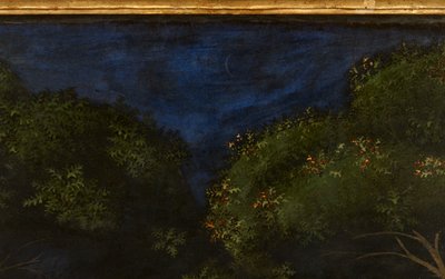 Jagten i skoven, ca.1465-70 olie på panel detalje af 100861 af Paolo Uccello