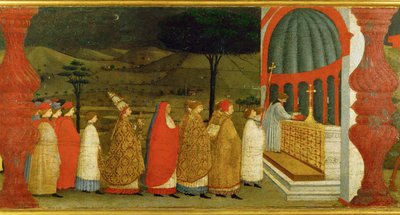 Vanhelligelse af hostien (hussvamp på træ) af Paolo Uccello