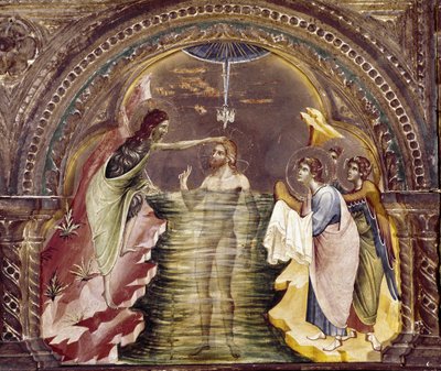 Jesu dåb, detalje af polyptikeren i Santa Chiara. (olie på træ, omkring 1350) af Paolo Veneziano