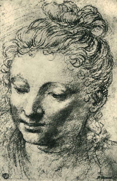 Hoved af en kvinde, der kigger ned, midten af det 16. århundrede, 1943. af Paolo Veronese