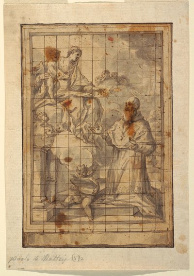 Tegning, Jomfru og barn i herlighed, ca. 1600-1700 af Paolo de Mattheis