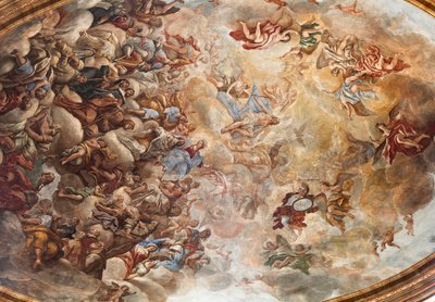 Fresker af Paolo de Matteis dateret 1714 på hvælvingen og på trommen, der skildrer helgenens liv, San Cataldo-kapellet i katedralen, Taranto, Italien (foto) af Paolo di Matteis
