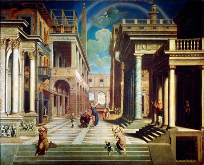 Sibyllens åbenbaring for Cæsar Augustus, 1535. af Paris Bordone