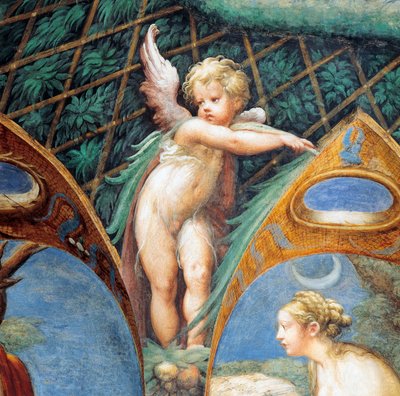 Cherub og Dianas ansigt, fra Myth of Diana and Actaeon, ca af Parmigianino
