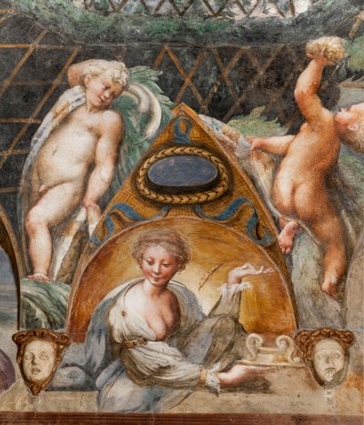 Paola Gonzaga som gudinden Ceres, fra Dianas og Actaeons værelse, detalje fra 2384753 af Parmigianino