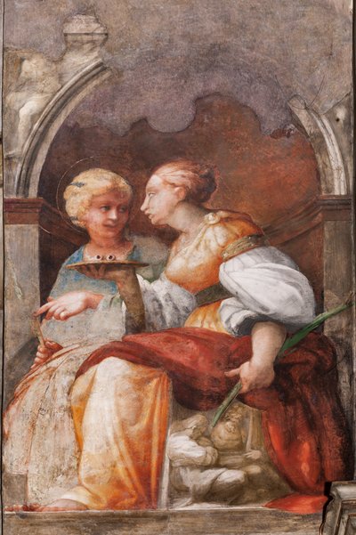 St. Lucy og St. Apollonia, ca. 1523 (fresco) af Parmigianino