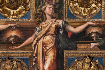 De tre vise jomfruer og tre tåbelige jomfruer, detalje af 3660863 af Parmigianino
