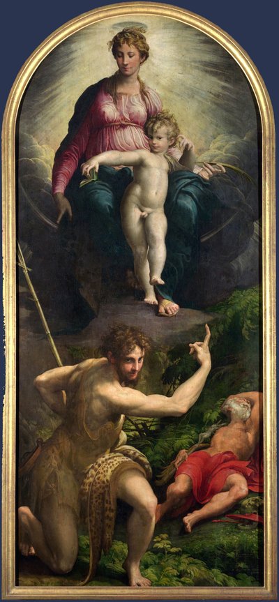 Madonna og barn med St. John og St. Jerome af Parmigianino