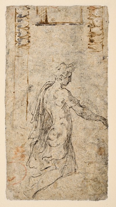 Studie af en ung mand, der knæler (verso) af Parmigianino