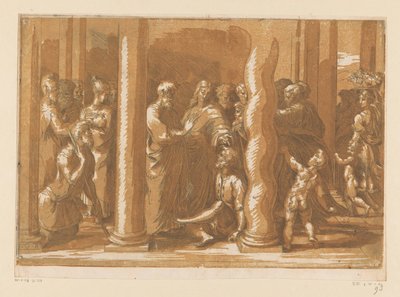 De hellige Peter og Johannes helbreder en lamme af Parmigianino (attributed to)
