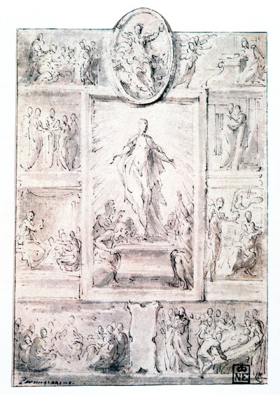 Composition Skitse, c1513-1540 af Parmigianino