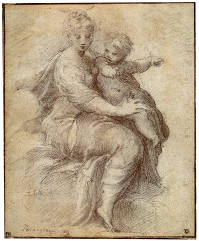 Madonna og barn på skyerne, c1525 af Parmigianino