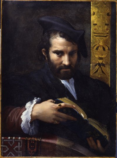 Portræt af en mand med en bog, ca 1524. af Parmigianino