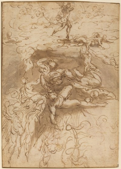 The Fall of the Rebel Angels [recto] af Parmigianino