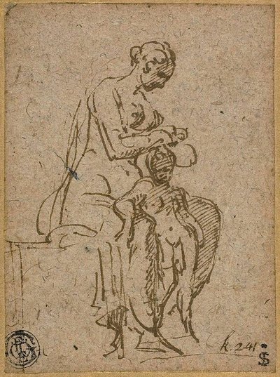 Kvinde afluser et barn af Parmigianino