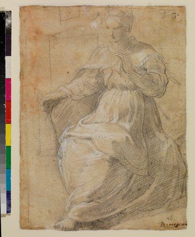 Kvinde holder en distaff af Parmigianino