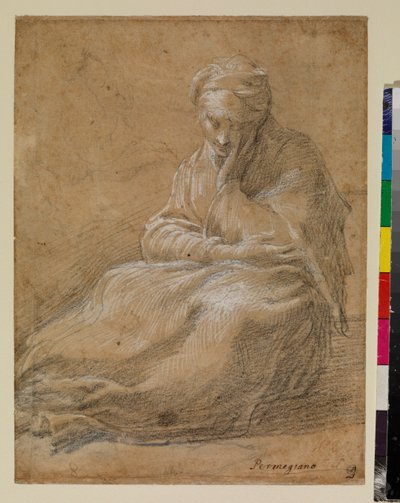 Kvinde siddende på jorden af Parmigianino