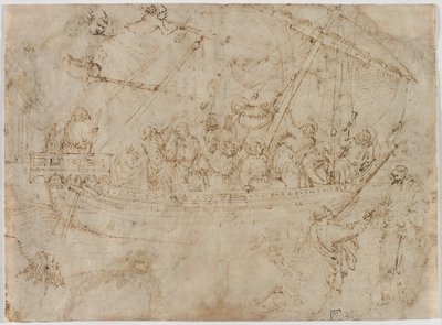 Navicella recto To tegninger af skibe verso, ca. 1410
