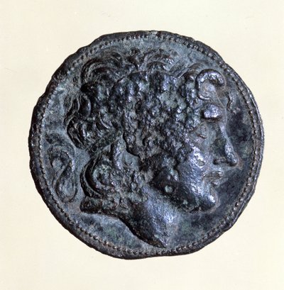 Mønt med billedet af Mithridate I (171 f.Kr. - 139 f.Kr.), Kongen af Partherne. af Parthian School