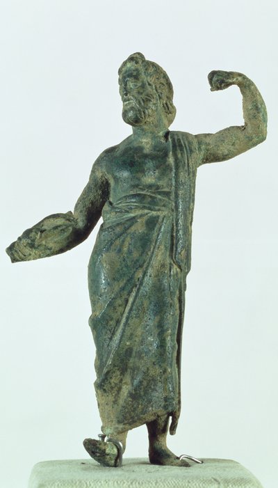 Shami-figur, muligvis Zeus eller Poseidon, restitueret fra det ødelagte tempel i byen Nehavand (kendt som Laodicea), Iran (bronze) af Parthian School