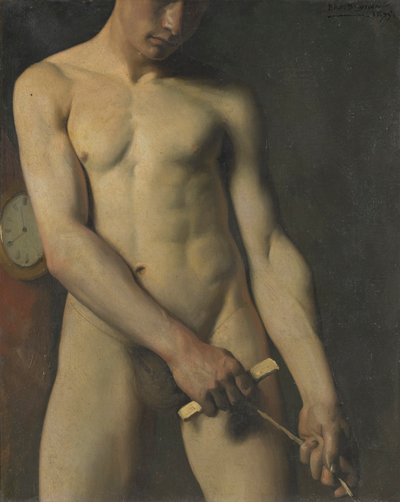 Nøgenstudie af en mand af Pascal Adolphe Jean Dagnan Bouveret