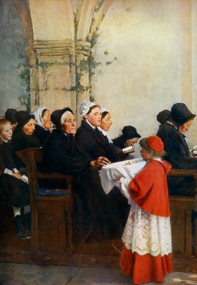 Det velsignede brød, c1879, 1912. af Pascal Adolphe Jean Dagnan Bouveret