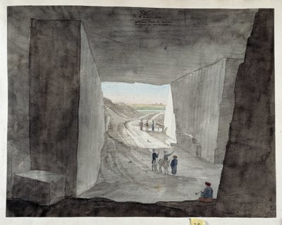 Egypten. Indvendigt billede af et stenbrud på Mount Kattan af Pascal Xavier (after) Coste