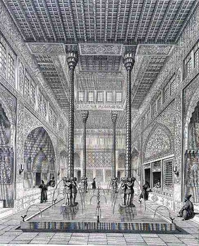 Interiør af Chahar Bagh-paladset, i Isfahan, fra 