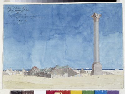 Telt, lejr ved foden af Pompee-søjlen. Tegning af Pascal Coste (1787-1879), kommunalt bibliotek i Marseille af Pascal Xavier (after) Coste