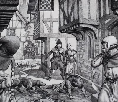 Den sorte død (gouache på papir) af Pat (1907-95) Nicolle