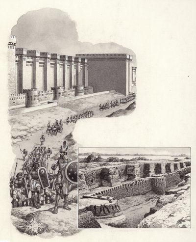 Fæstningen i Buhen (gouache på papir) af Pat (1907-95) Nicolle