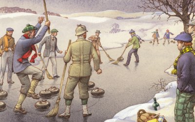 Curling i Skotland (gouache på papir) af Pat (1907 95) Nicolle