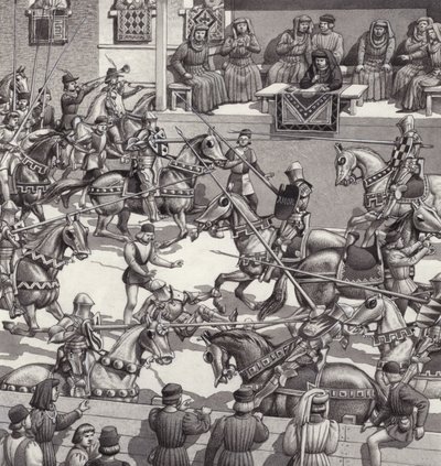 Dyst i Firenze i det 15. århundrede (gouache på papir) af Pat (1907-95) Nicolle