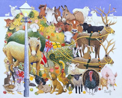 A Christmas Feast (olie på lærred) af Pat Scott