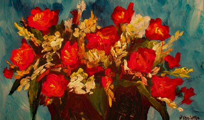 Glad tiding rose, 2017 (akryl på lærred) af Patricia Brintle