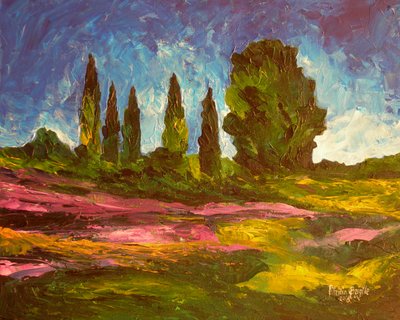 Lavendel blomstrer, 2009 (akryl på lærred) af Patricia Brintle