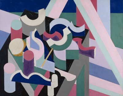 Peinture Nature morte, ca. 1924 (olie og grafit på lærred) af Patrick Henry Bruce
