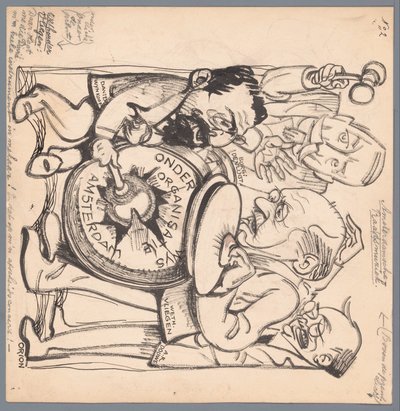 Amsterdams rådmænd Amsterdamsche Raa(d)s musik (titel på objekt) af Patricq Kroon (signed by artist)