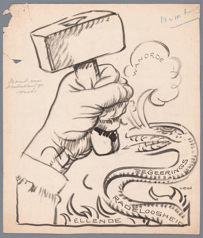 Den knytnæve, Tyskland venter på (titel på objekt) af Patricq Kroon (signed by artist)