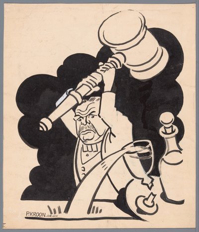 Mand med hammer Det kommende kraftcenter (titel på objekt) af Patricq Kroon (signed by artist)