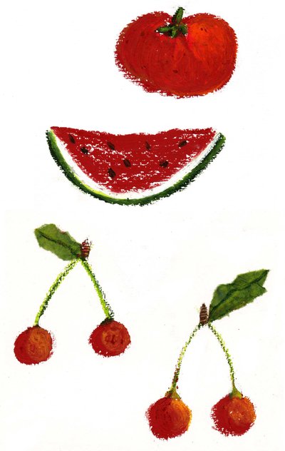 Fruit, 2021 (Akryl på papir) af Patrizia La Porta