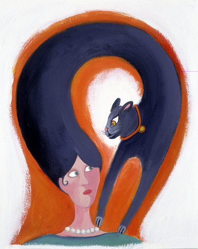 Kvindefrisure, der forvandler sig til en kat - illustration af Patrizia La Porta af Patrizia La Porta