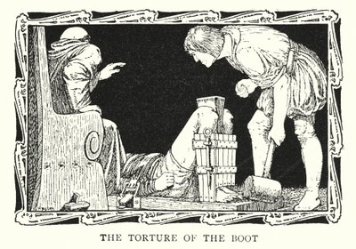 Tortur af støvlen (litografi) af Patten (after) Wilson