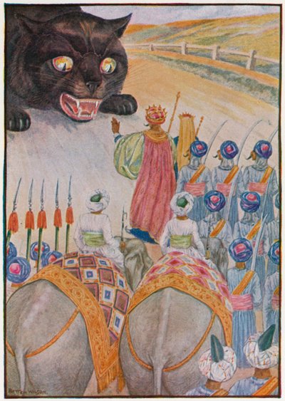 "Gå af vejen, fisse, mine elefanter kan såre dig!" (farve litho) af Patten Wilson